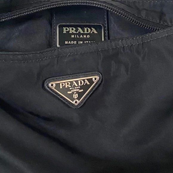 AUTHENTIC PRADA NYLON CROSS-BODY FLAT ZIPPER BAG BLACK, H: 10” X W: 12.25” - Picture 11 of 14